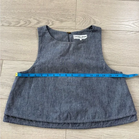 Apiece Apart 100% Cotton Blue Chambray Denim Sleeveless Top - Picture 10 of 12